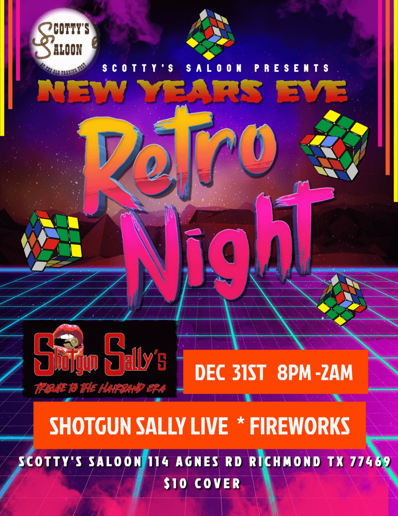 New Years Eve Party Retro Night W Shotgun Sally Scottys Saloon Outhouse Tickets 